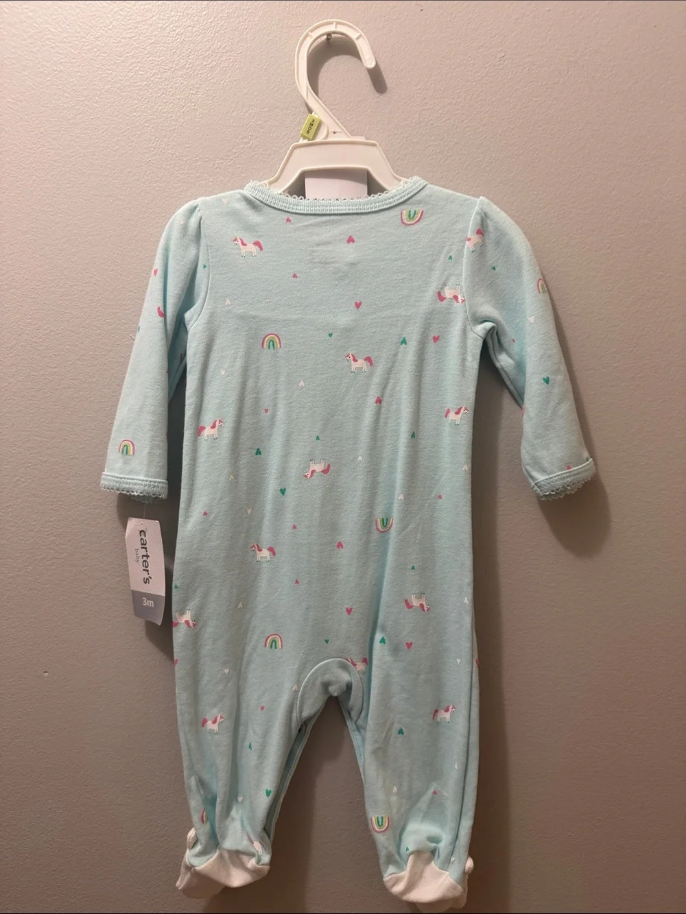 Carter's Light Blue Unicorn & Rainbow Footed One-Piece